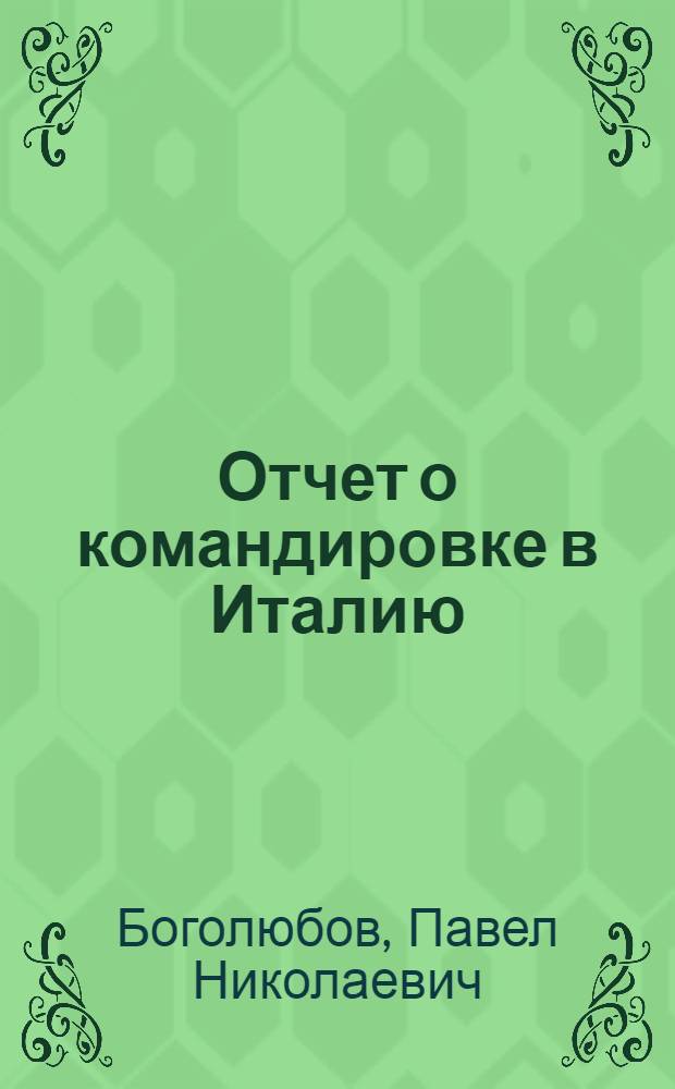 Отчет о командировке в Италию