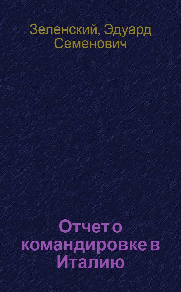 Отчет о командировке в Италию