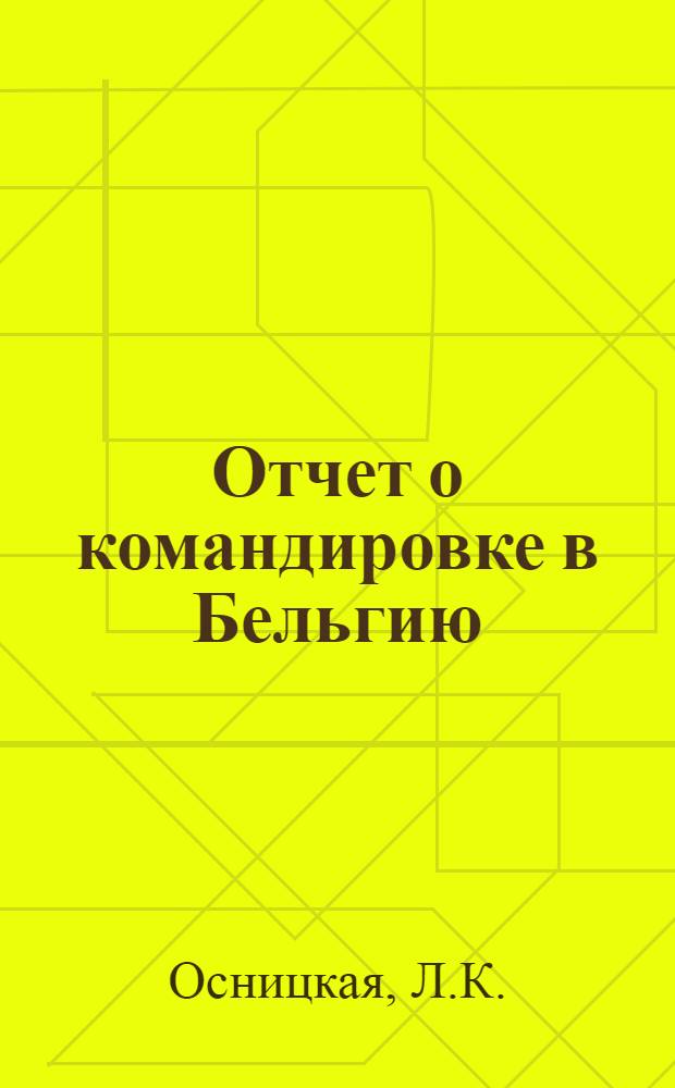 Отчет о командировке в Бельгию