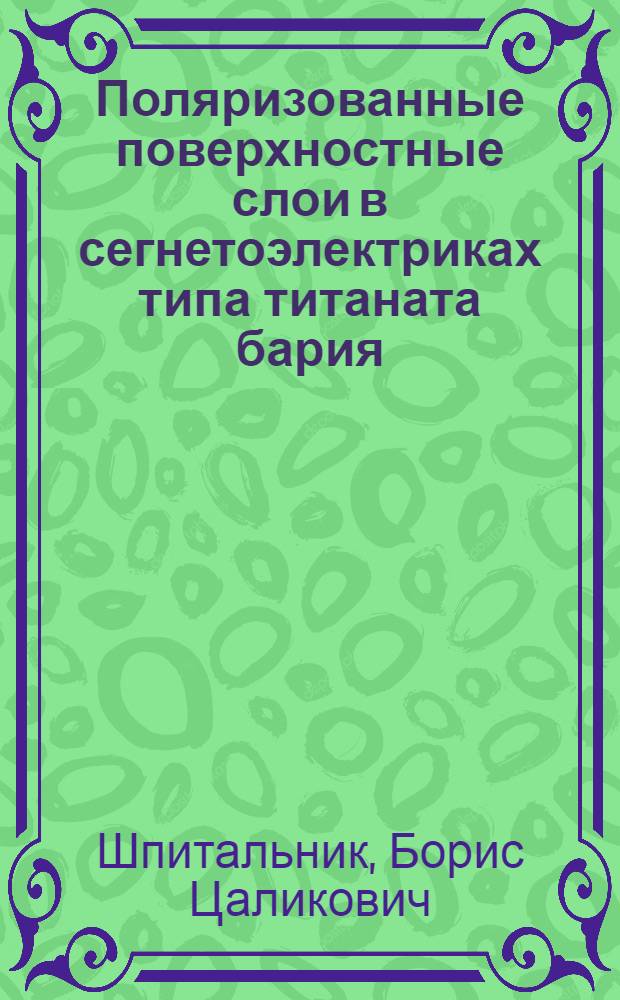 Поляризованные поверхностные слои в сегнетоэлектриках типа титаната бария : Автореф. дис. на соиск. учен. степ. канд. физ.-мат. наук : (01.04.07)