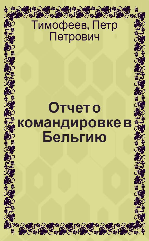Отчет о командировке в Бельгию