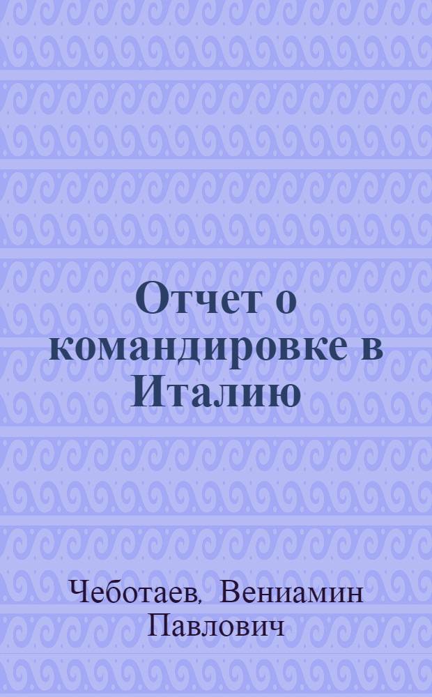 Отчет о командировке в Италию