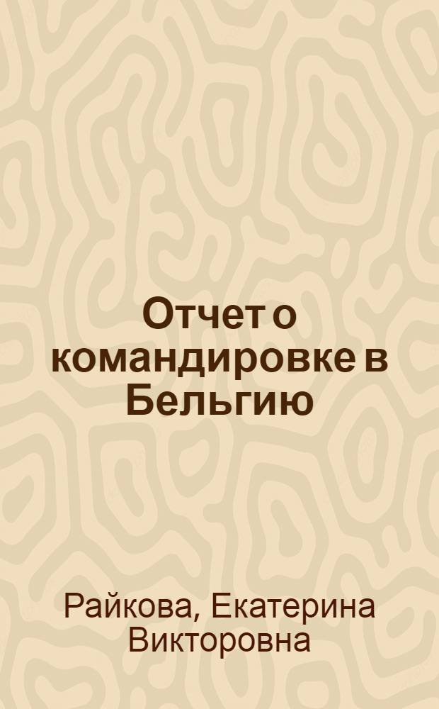 Отчет о командировке в Бельгию