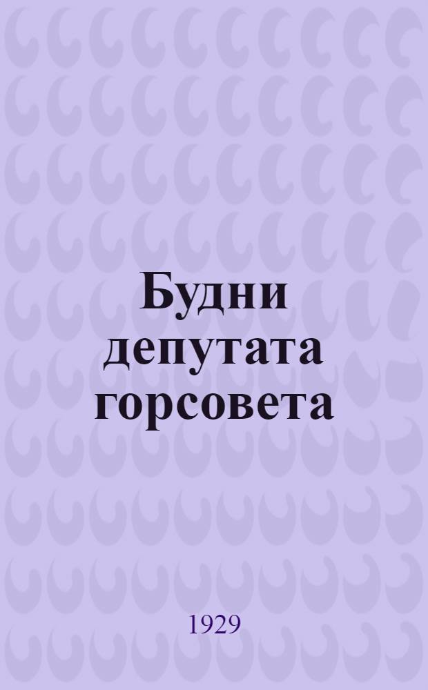 ... Будни депутата горсовета : Очерки и зарисовки