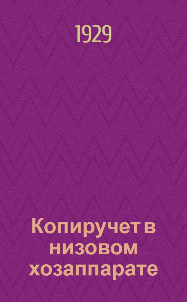 ... Копиручет в низовом хозаппарате : Практическое руководство