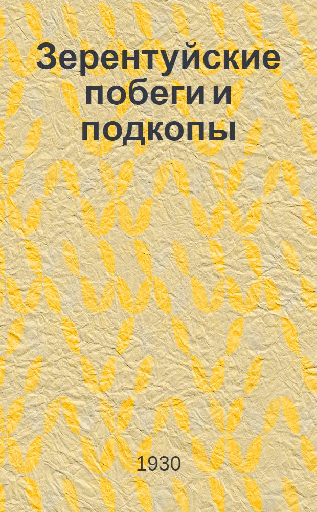 ... Зерентуйские побеги и подкопы