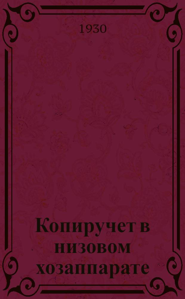 ... Копиручет в низовом хозаппарате : Практич. руководство