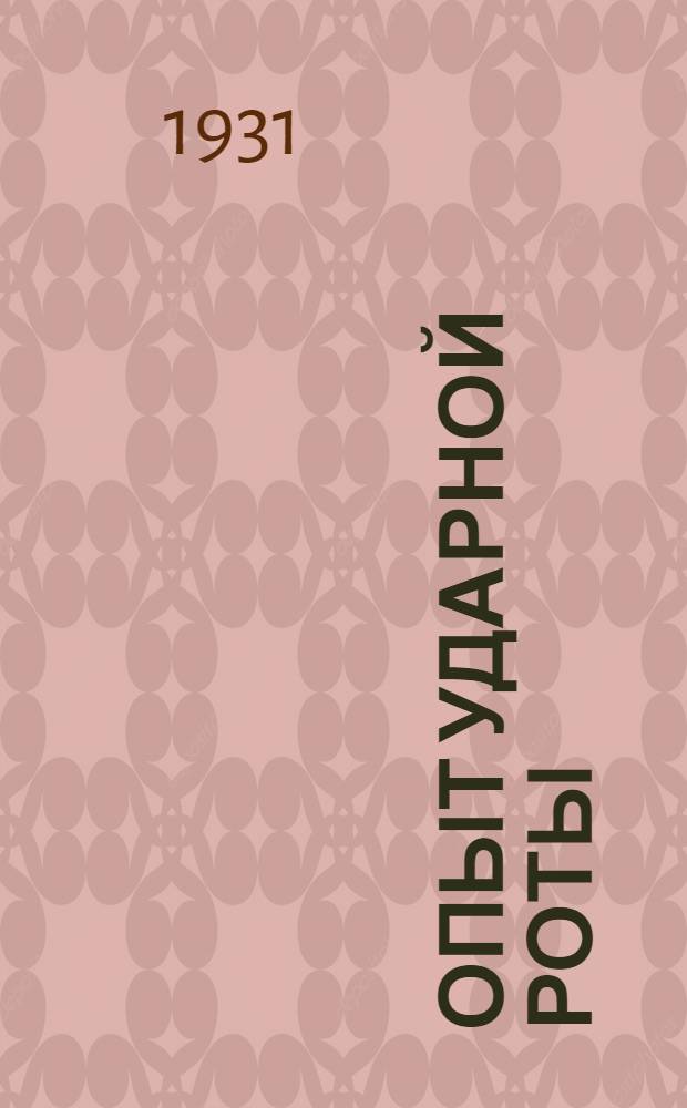 Опыт ударной роты