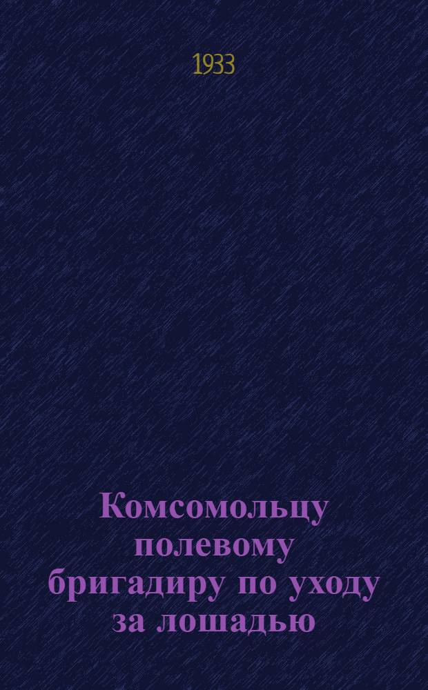Комсомольцу полевому бригадиру по уходу за лошадью