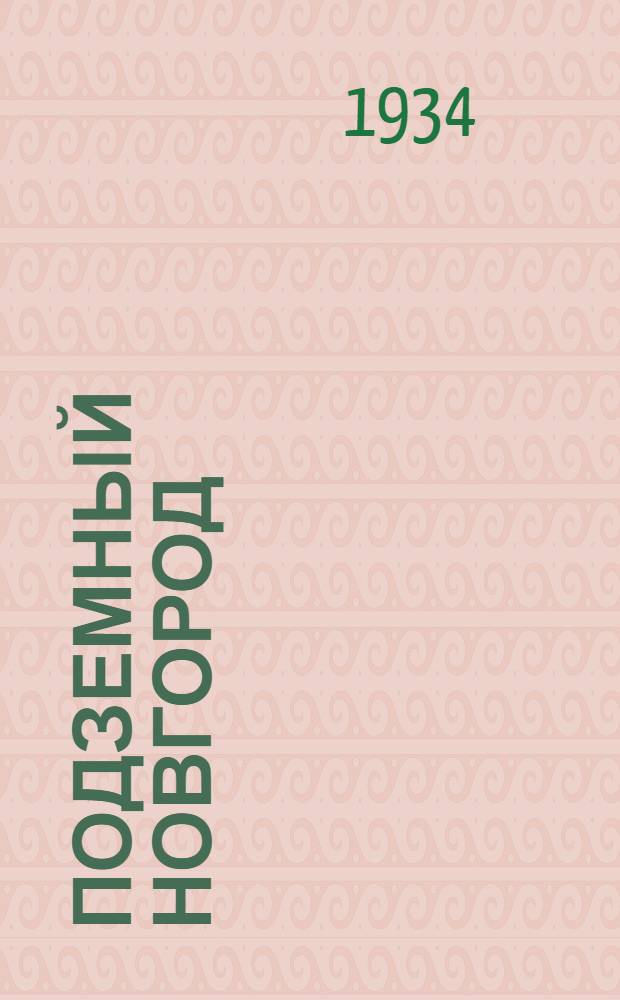 ... Подземный Новгород : Подземелья. Тайники. Клады