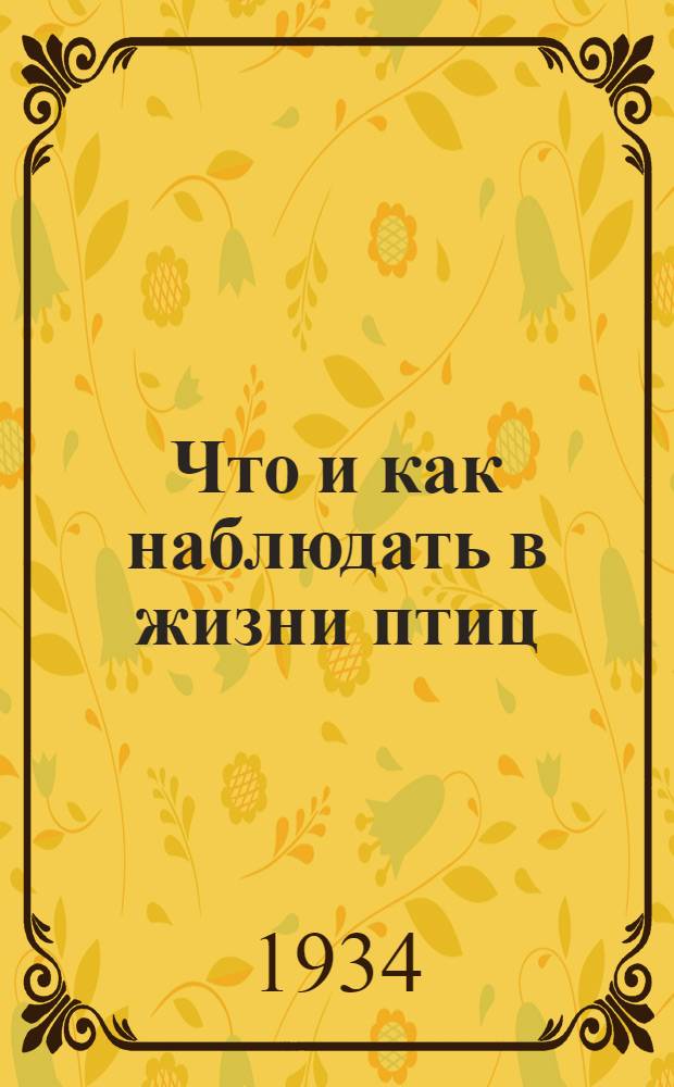 ... Что и как наблюдать в жизни птиц
