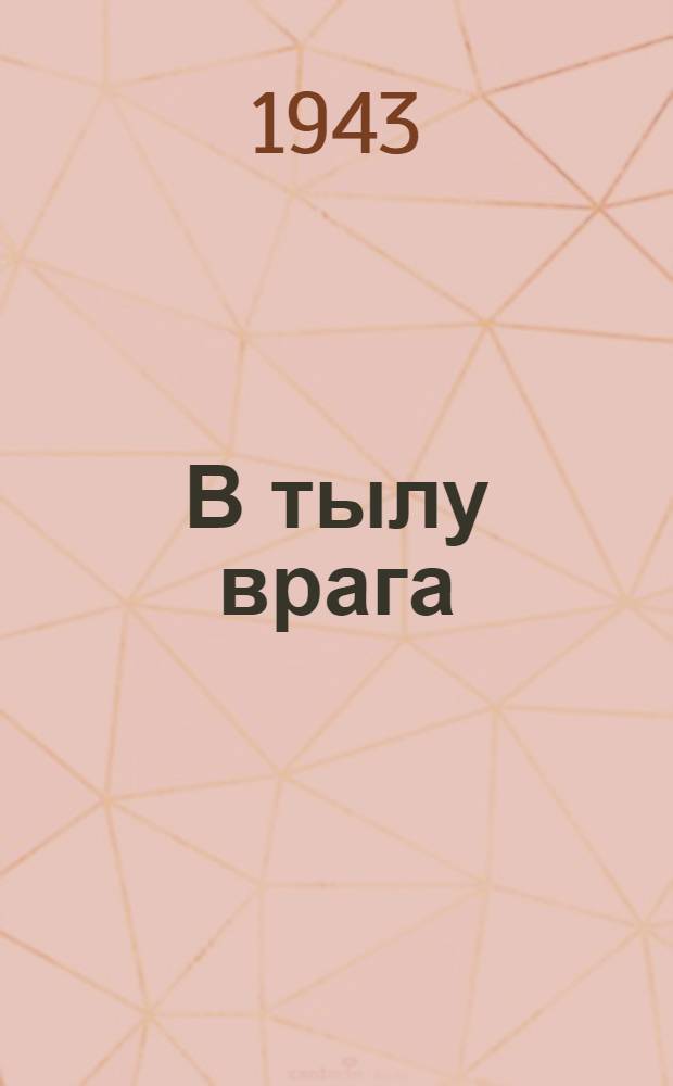 В тылу врага : (Очерки, дневники, записки об участии комсомола и молодежи в партизанской борьбе)
