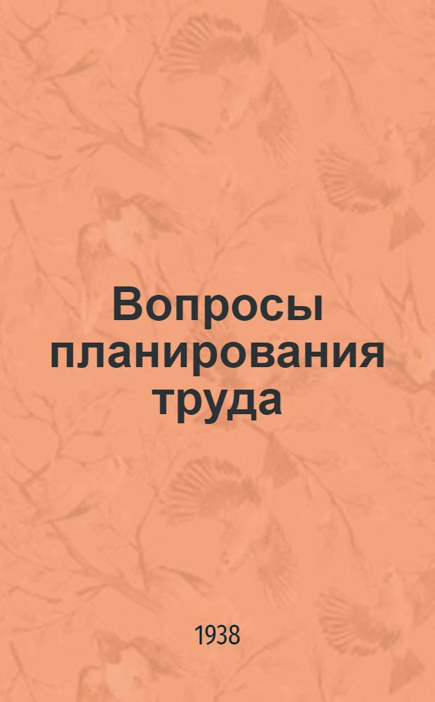 Вопросы планирования труда : Рабочий материал