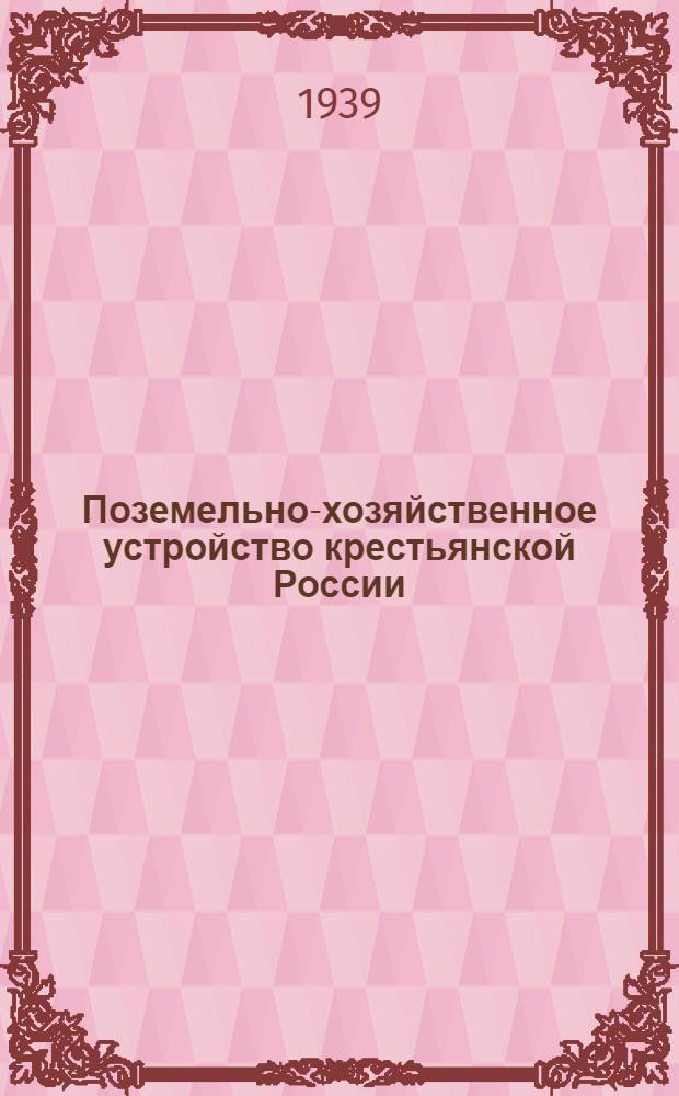 Поземельно-хозяйственное устройство крестьянской России