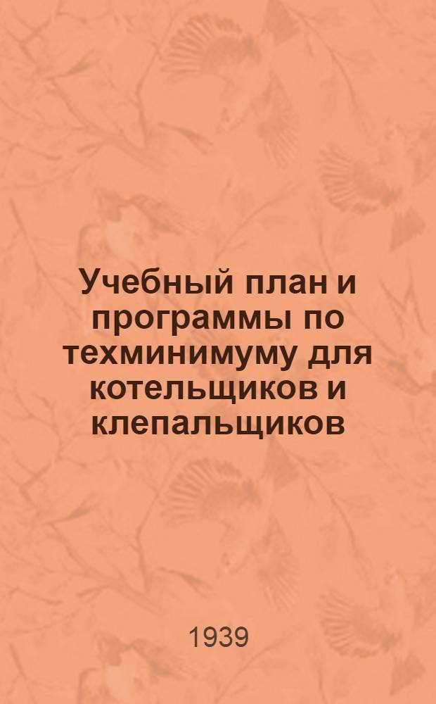 Учебный план и программы по техминимуму для котельщиков и клепальщиков