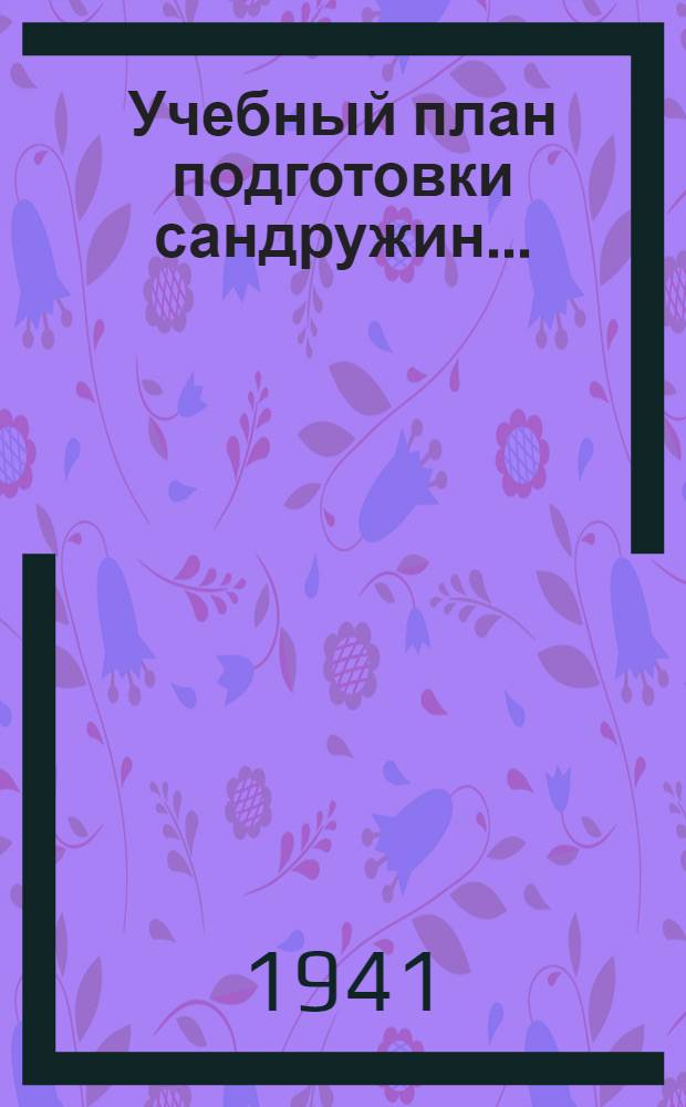 Учебный план подготовки сандружин... : (Программы)