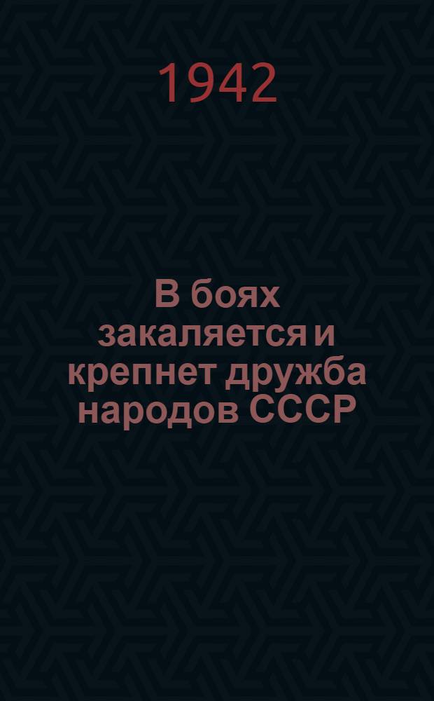 В боях закаляется и крепнет дружба народов СССР