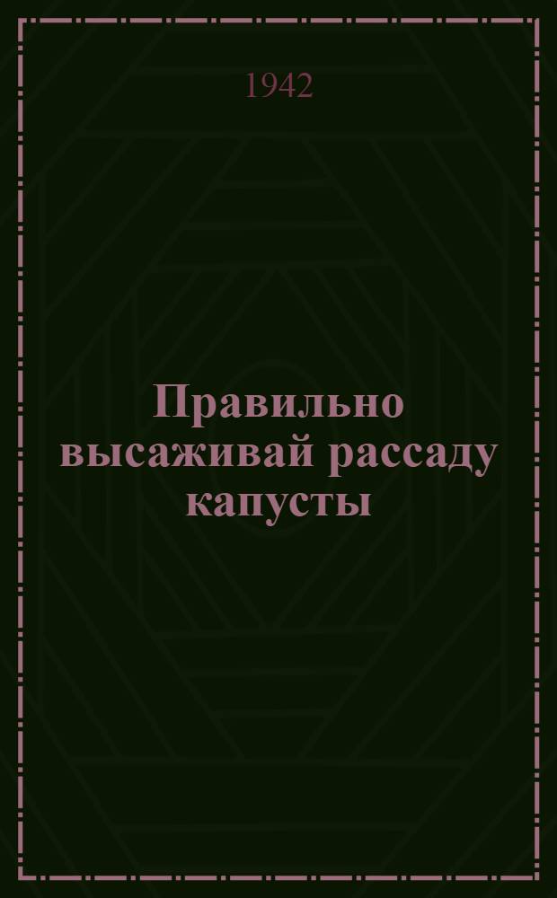 Правильно высаживай рассаду капусты