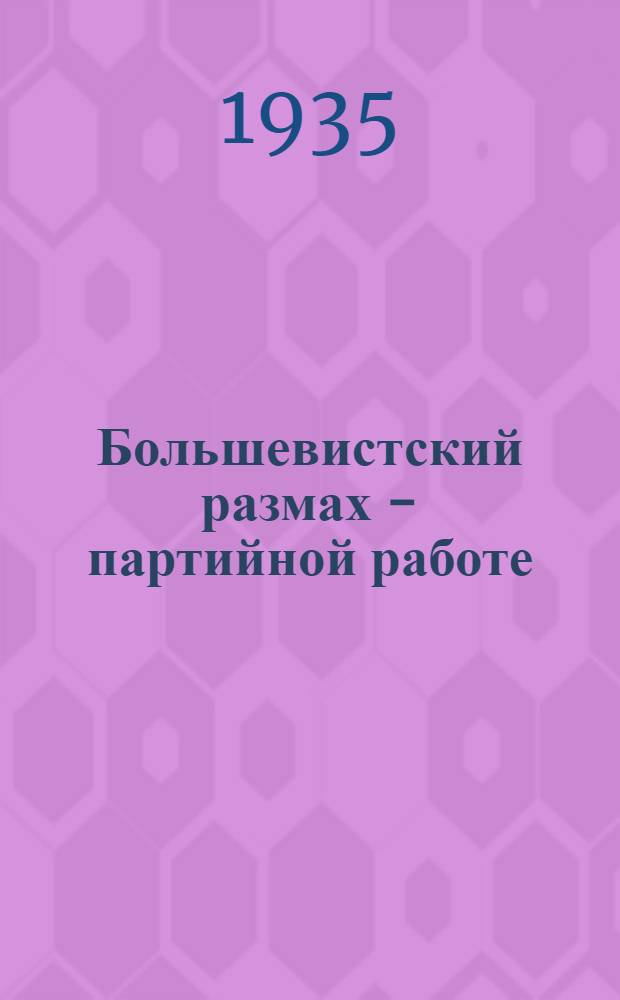 Большевистский размах - партийной работе