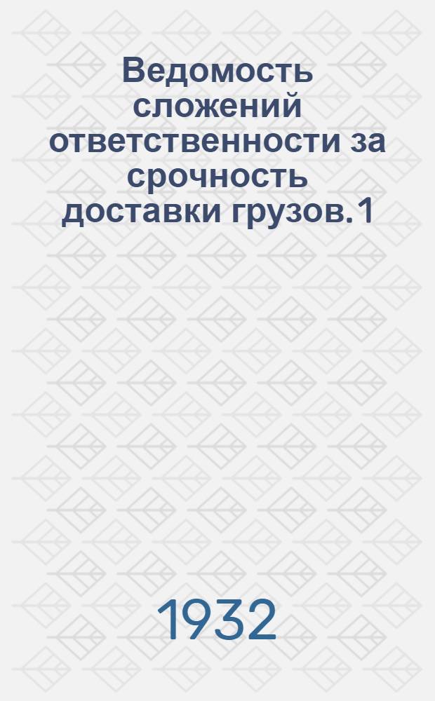 Ведомость сложений ответственности за срочность доставки грузов. 1) 2), № 7 жел. дорогами в июле 1932 г.. № 2 Госречтранспортом в июле 1932 г.