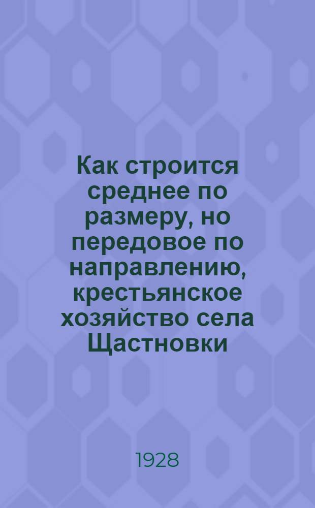Как строится среднее по размеру, но передовое по направлению, крестьянское хозяйство села Щастновки, Бобровицкого района