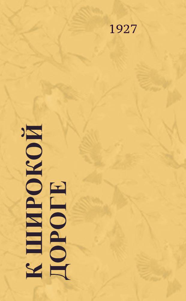 К широкой дороге : Роман