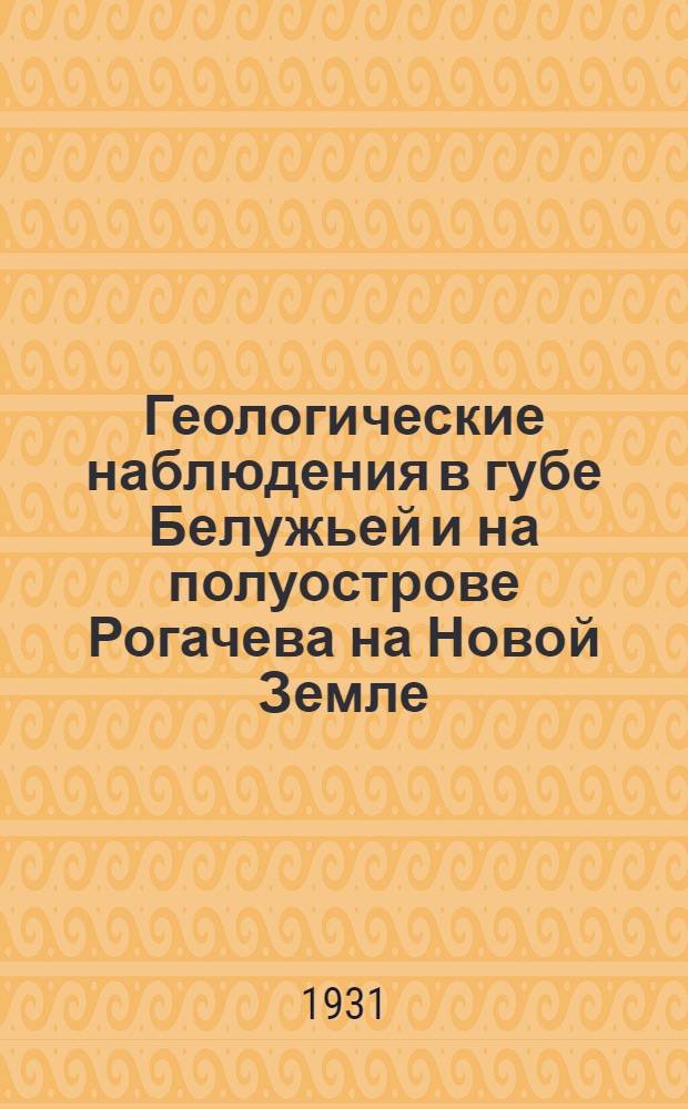 Геологические наблюдения в губе Белужьей и на полуострове Рогачева на Новой Земле