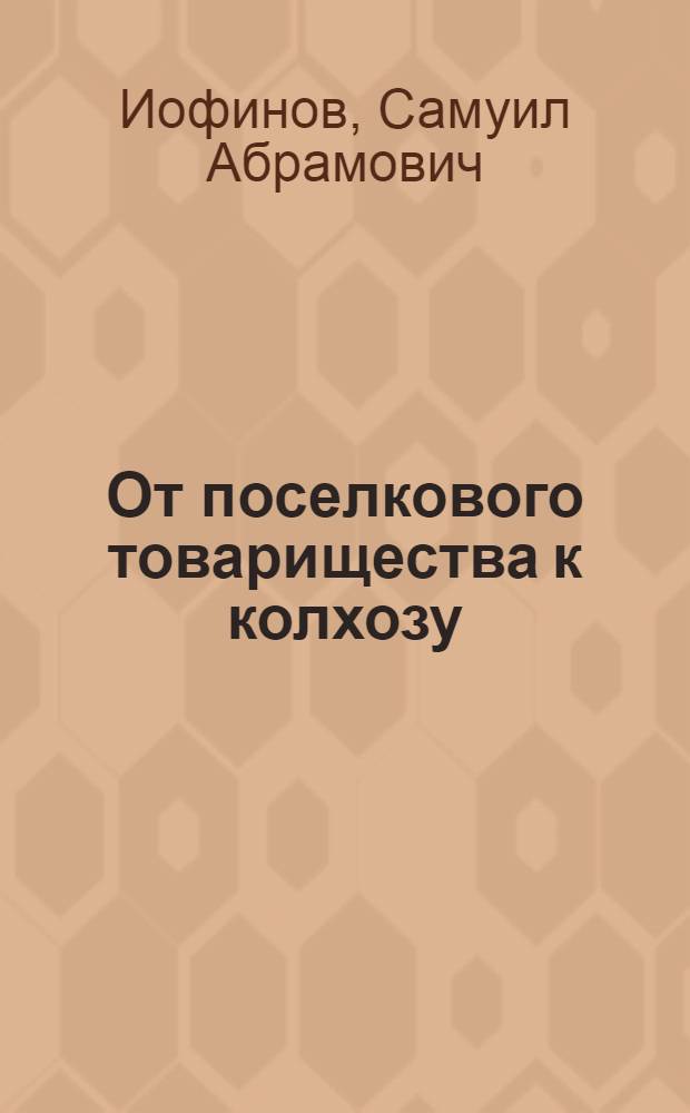 От поселкового товарищества к колхозу