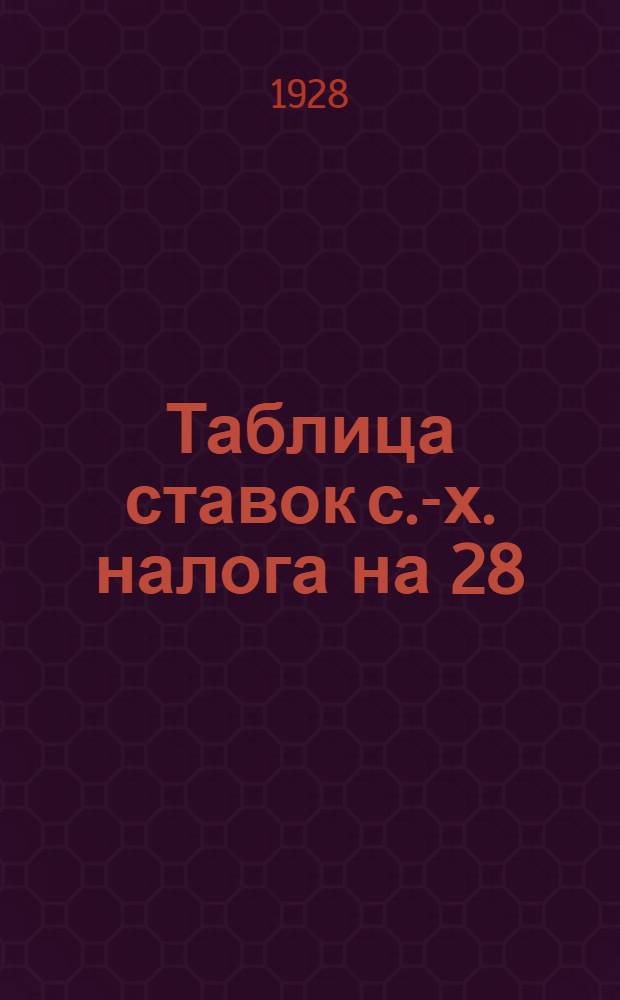 Таблица ставок с.-х. налога на 28/29 г. на каждое хозяйство при доходе ...