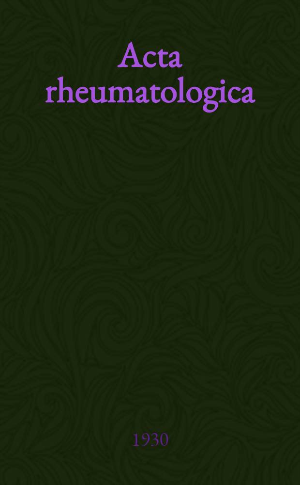 Acta rheumatologica