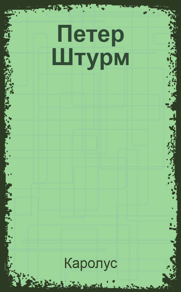 Петер Штурм : Роман