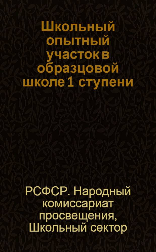 Школьный опытный участок в образцовой школе 1 ступени