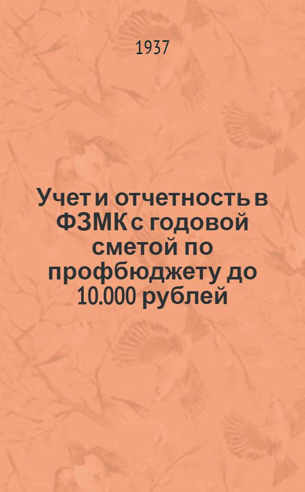 Учет и отчетность в ФЗМК с годовой сметой по профбюджету до 10.000 рублей : (Инструкция ВЦСПС)