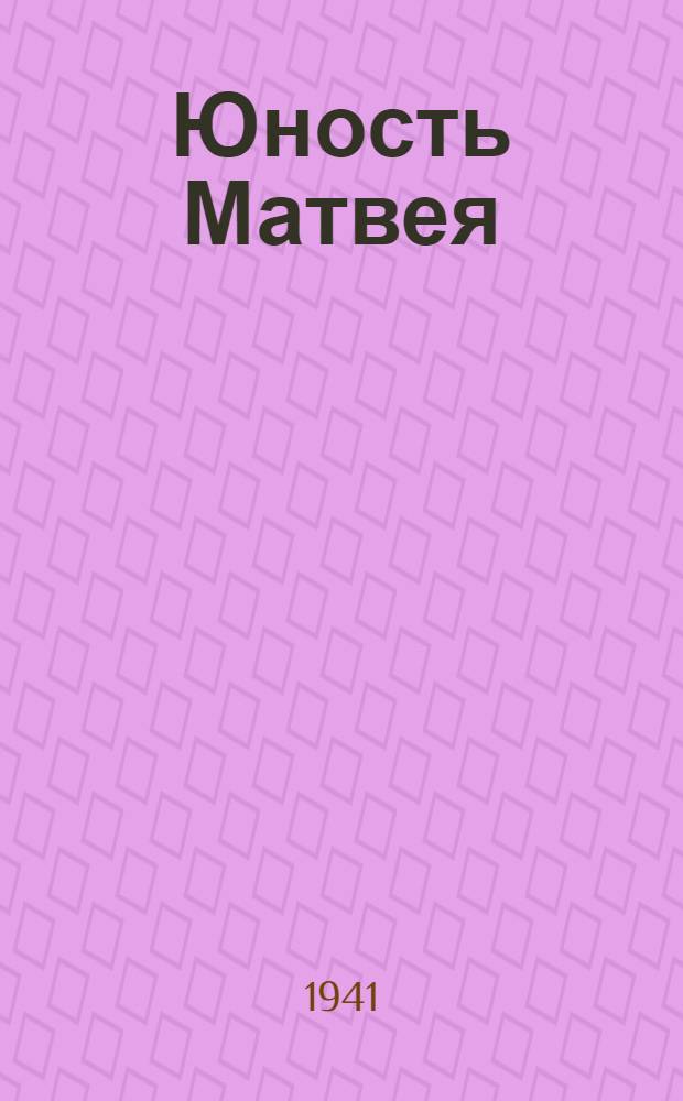 Юность Матвея : Роман