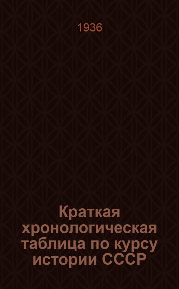Краткая хронологическая таблица по курсу истории СССР : Ч. 1-
