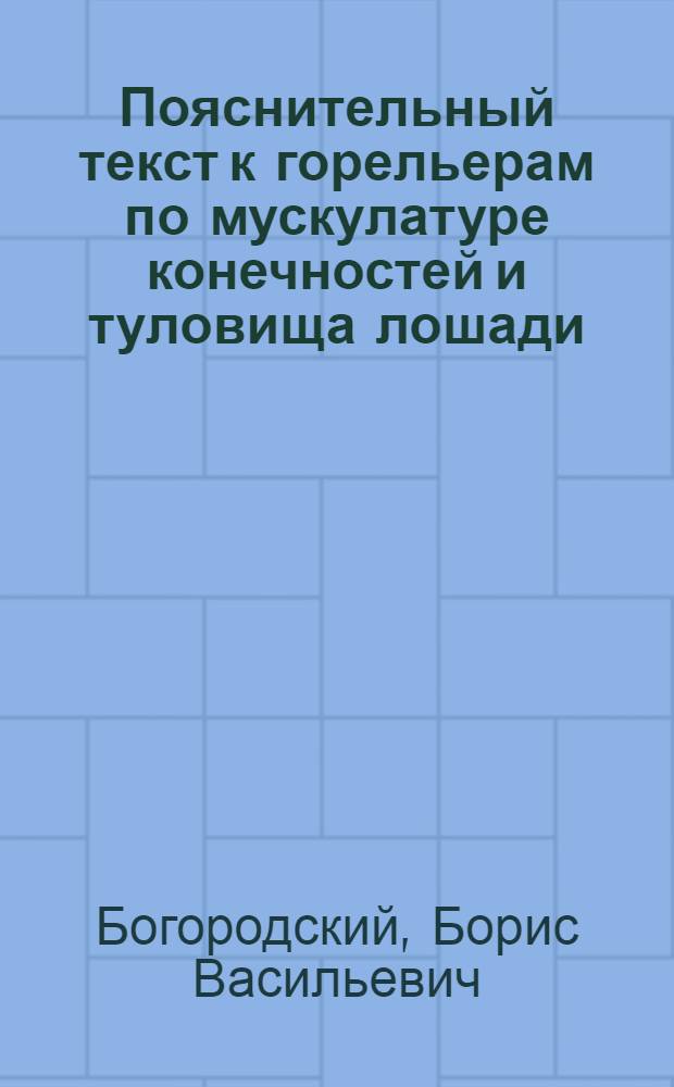 Пояснительный текст к горельерам по мускулатуре конечностей и туловища лошади