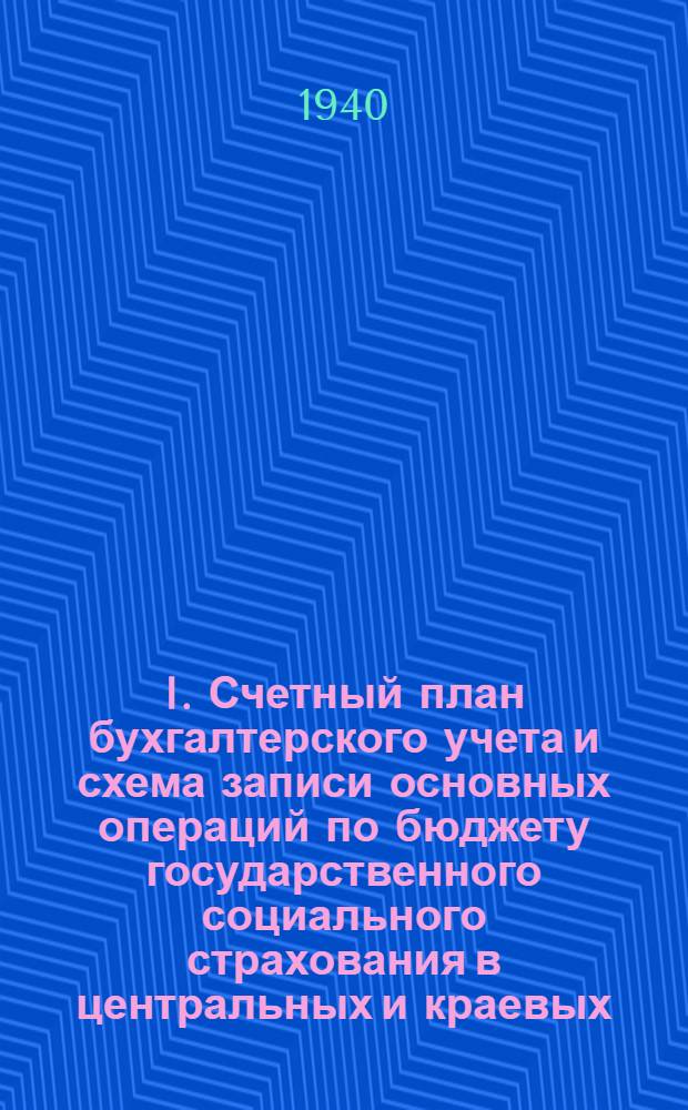 I. Счетный план бухгалтерского учета и схема записи основных операций по бюджету государственного социального страхования в центральных и краевых (областных) комитетах профсоюзов на 1940 год; II. Инструкция по составлению финансовых отчетов о выполнении бюджета государственного социального страхования на 1940 год / Всес. центр. совет проф. союзов, Отдел соц. страхования