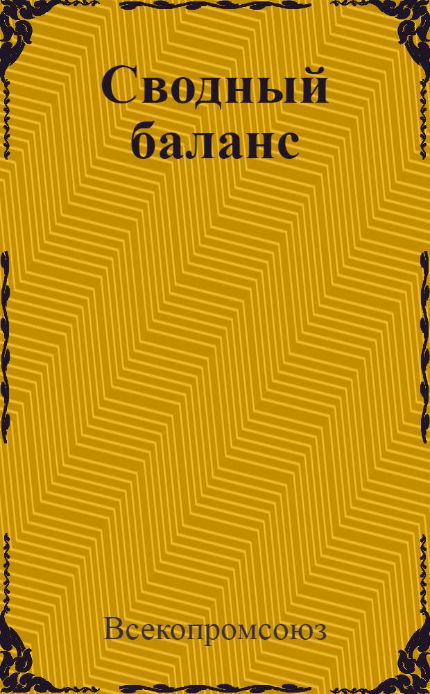 Сводный баланс (предварительно до утверждения) Всероссийского союза промысловой кооперации на 1-е октября 1928 г.