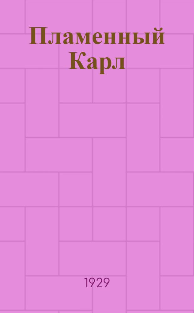 ... Пламенный Карл : Жизнь и деятельность Карла Либкнехта