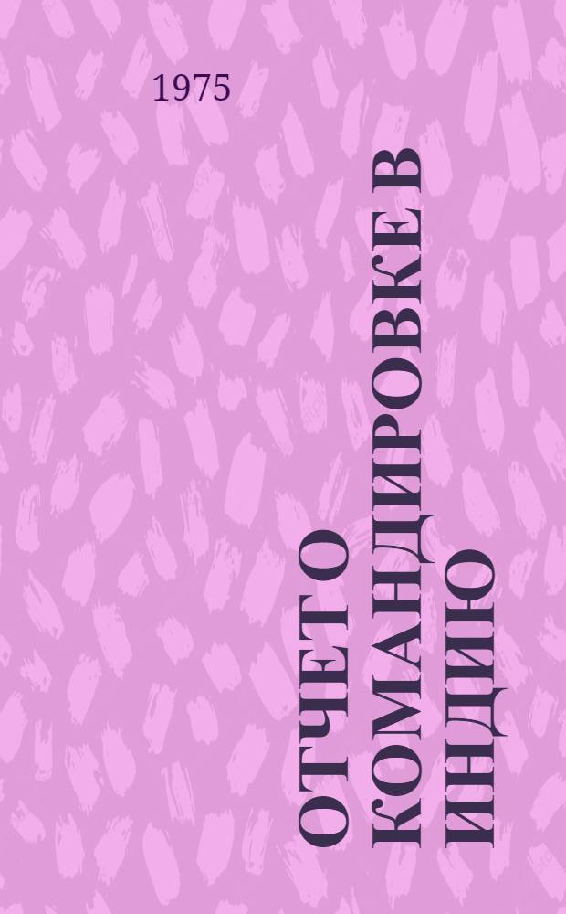 Отчет о командировке в Индию