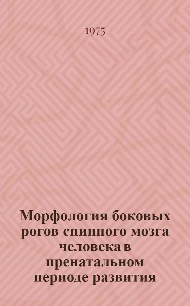 Морфология боковых рогов спинного мозга человека в пренатальном периоде развития : Автореф. дис. на соиск. учен. степени к. м. н