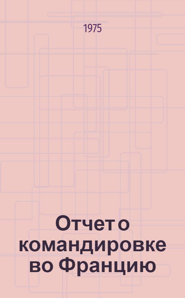 Отчет о командировке во Францию