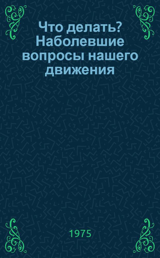 Что делать? Наболевшие вопросы нашего движения