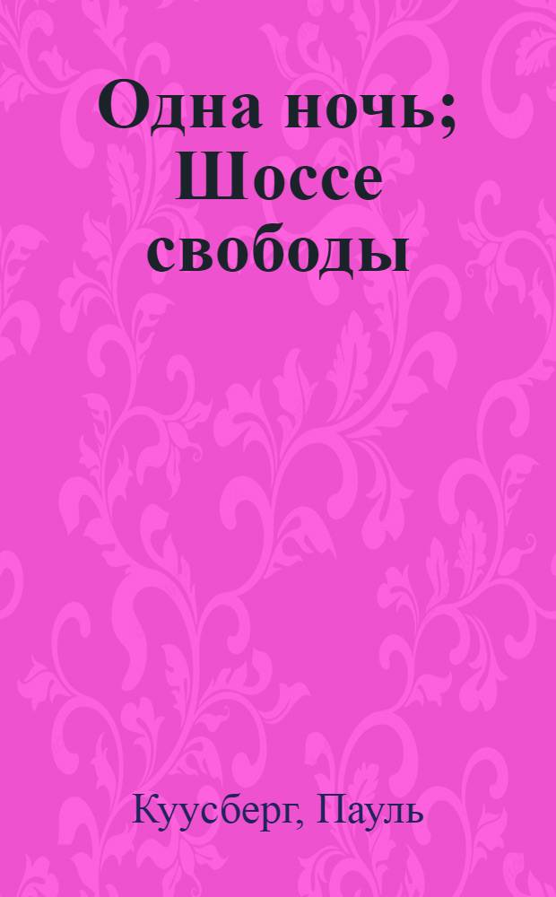 Одна ночь; Шоссе свободы: Романы; Рассказы / Пауль Куусберг; Худож. В. Селиванов
