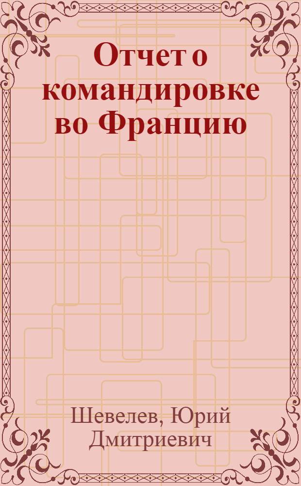 Отчет о командировке во Францию