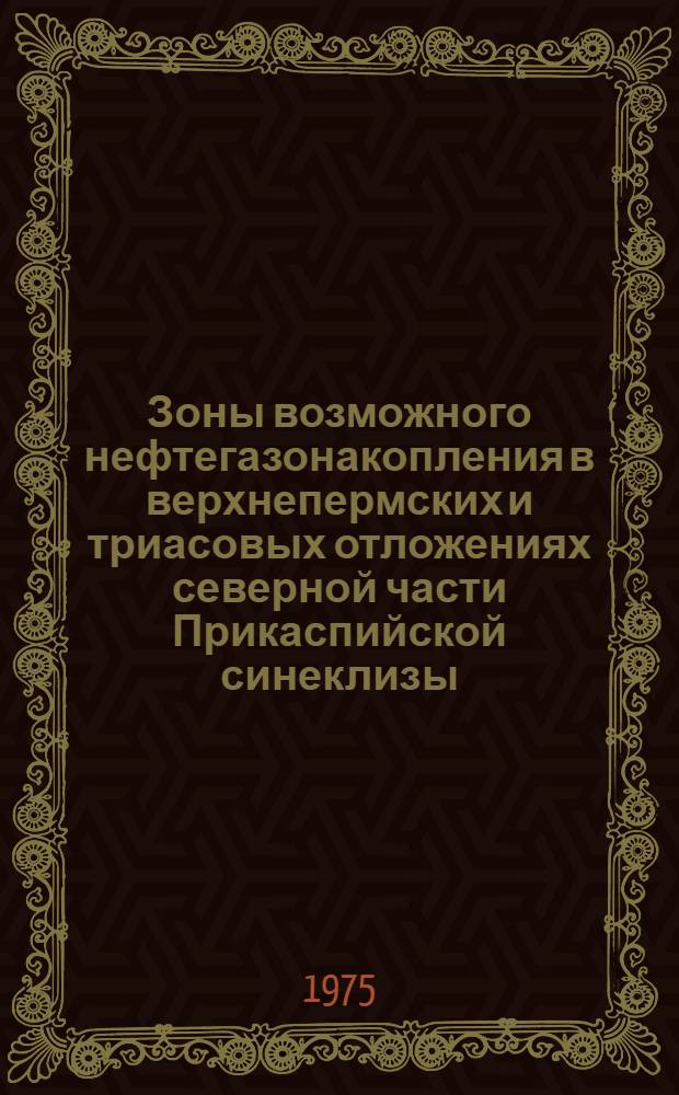 Зоны возможного нефтегазонакопления в верхнепермских и триасовых отложениях северной части Прикаспийской синеклизы : Автореф. дис. на соиск. учен. степени канд. геол.-минерал. наук : (04.00.17)