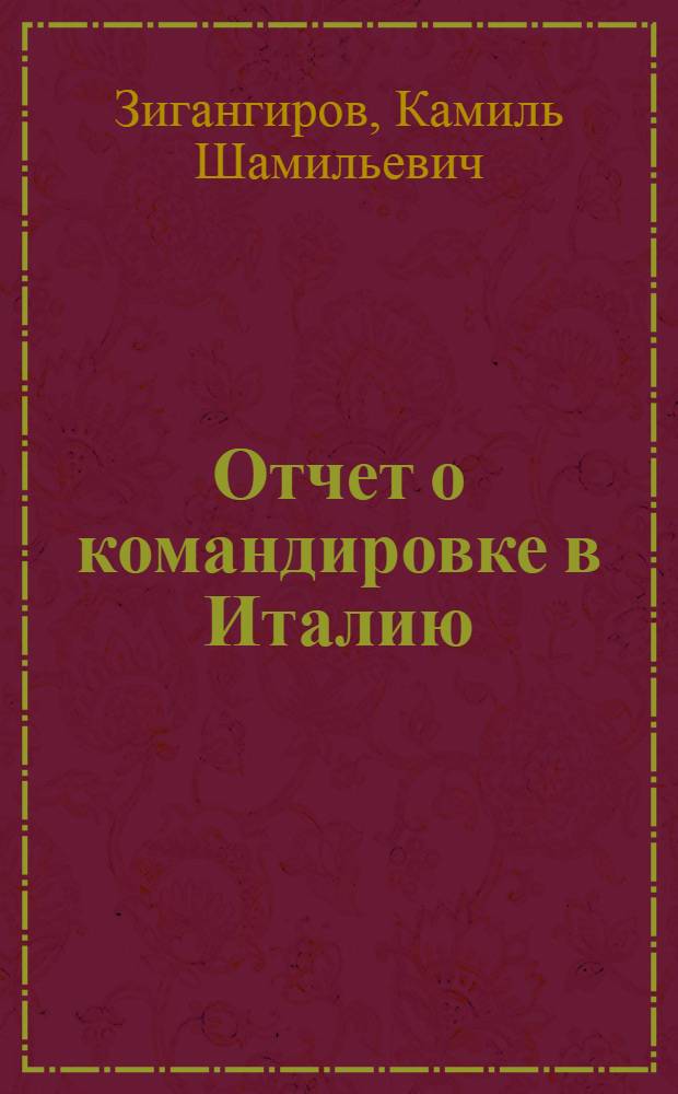 Отчет о командировке в Италию