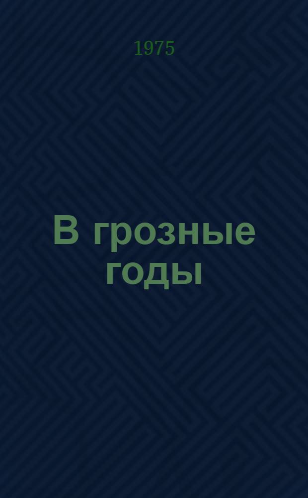 В грозные годы : Сборник статей