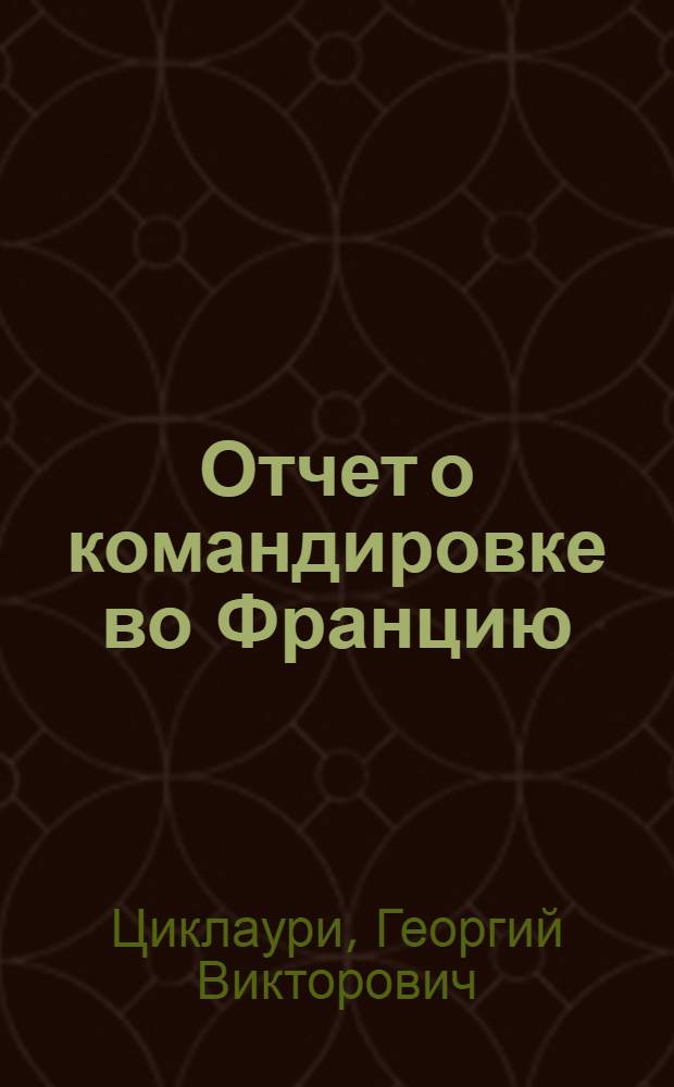 Отчет о командировке во Францию
