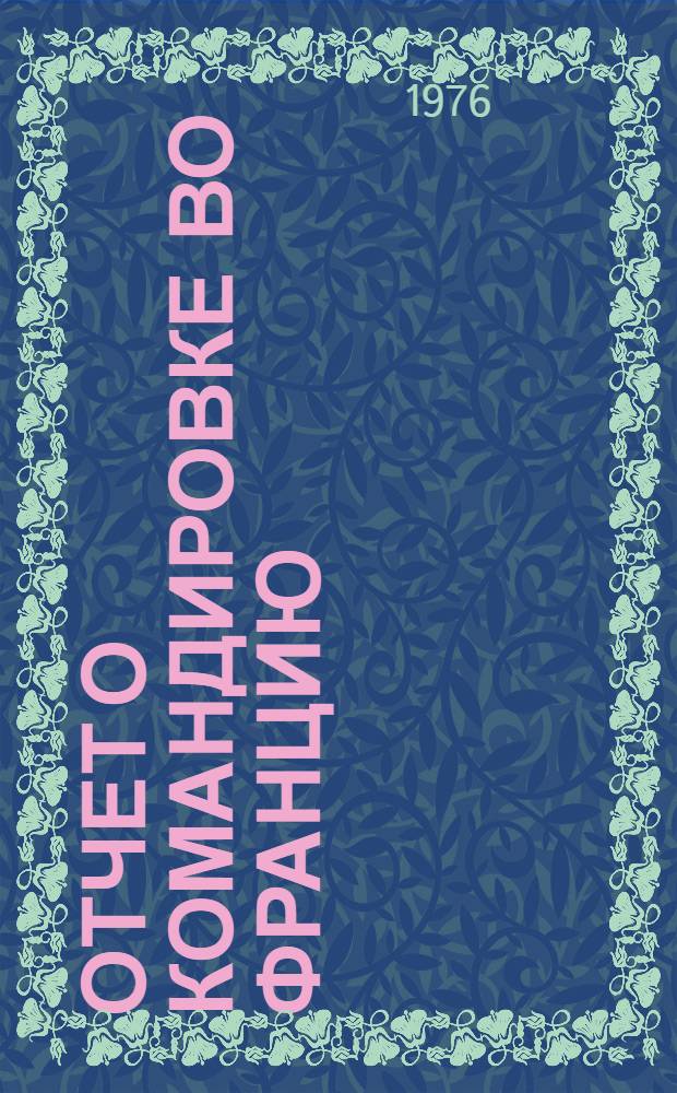 Отчет о командировке во Францию